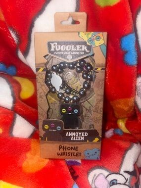 Fuggler Annoyed Alien Phone Wristlet - Black Beaded Charm NEW QUICK SHIP